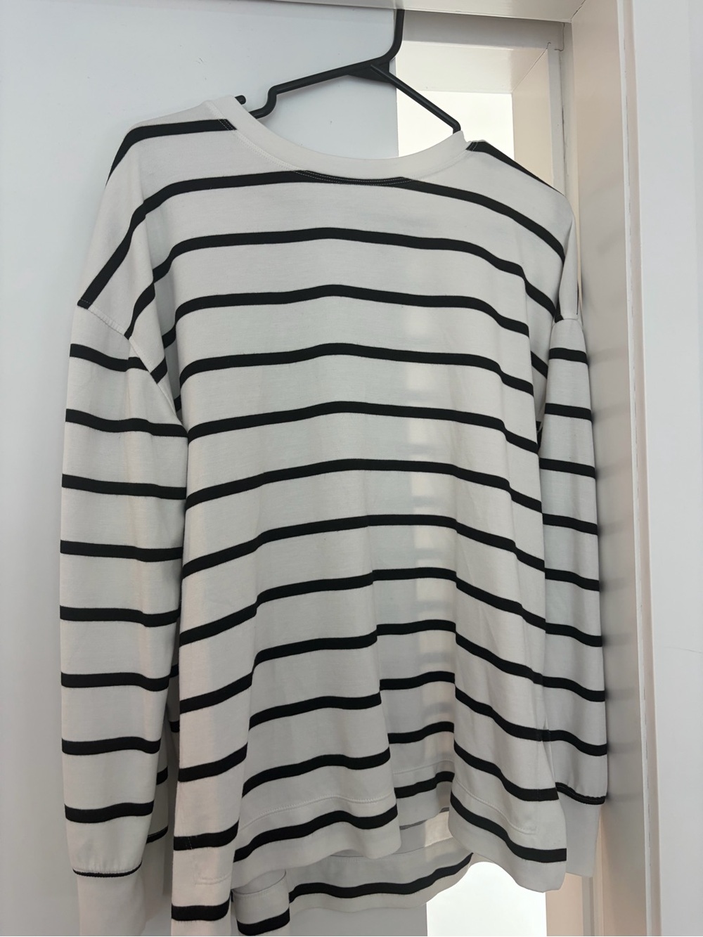 White and Black Striped Long Sleeve Tee